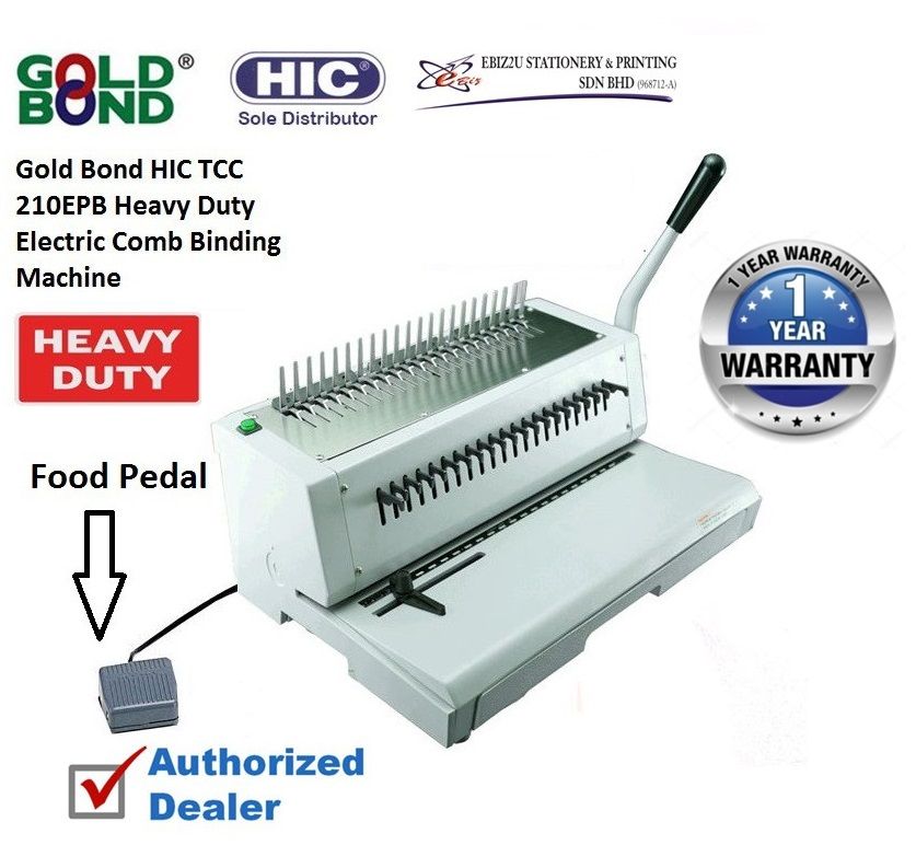 Gold Bond HIC TCC 210 EPB Heavy Duty Electric Comb Binding Machine with Food Pedal (electric binding machine, heavy duty binding machine, electric Comb binding machine best binding machine, electric binder, electric comb)
