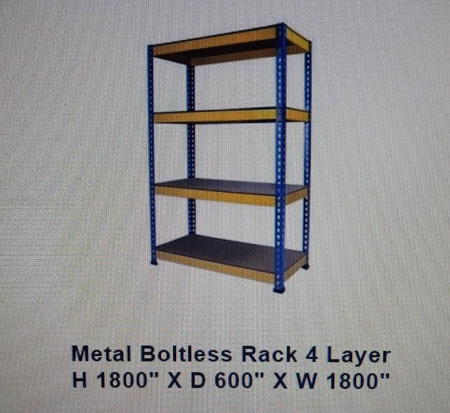 Metal Boltless Rack 4 Layer H 1800" X D 600" X W 1800"