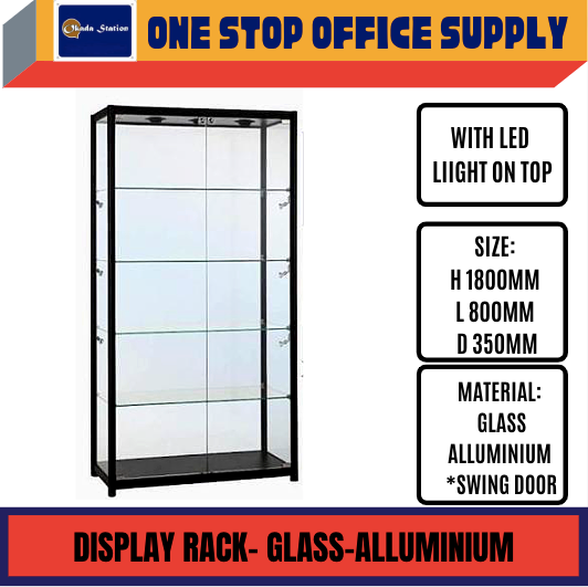 OK DISPLAY CABINET WITH GLASS & ALUMINIUM FRAME -H 1500mm / DISPLAY RACK / RAK CENDERAHATI