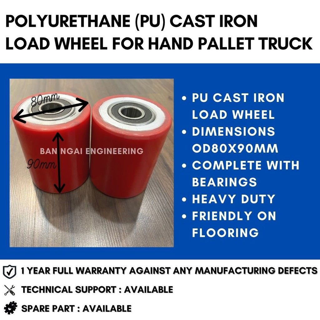SUPERFORM HEAVY DUTY 80X90 POLYURETHANE (PU) CAST IRON LOAD WHEEL FOR HAND PALLET TRUCK