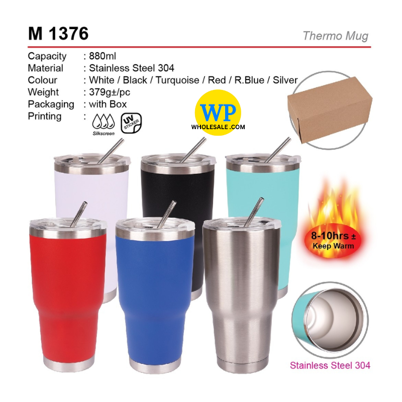 OK GIFT & SOUVENIRS: M 1376 THERMO MUG 880ML - WITHOUT & WITH LOGO PRINTING / M 1376 / THERMOS MUG / M-1376
