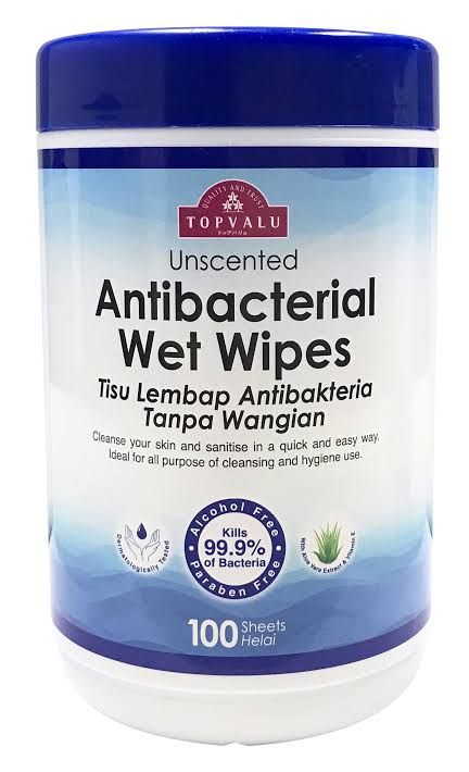 TOPVALU Antibacterial Wet Wipes / Wet Tissue / Tisu Lembap Antibakteria Tanpa Wangian / Isian Semula Tisu Lembap / Sanitise Tissue # Kills 99.9% Bacteria # Tanpa Alkohol # Produk Malaysia # RS1903 ( KTT : 1 Tin @ 100 Helaian )