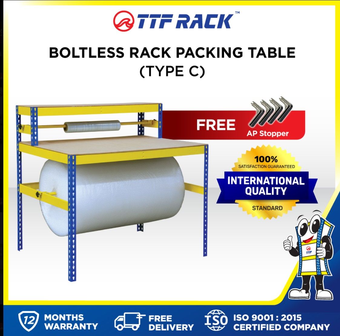 Boltless Rack Packing Table Type C (Yellow & Blue)