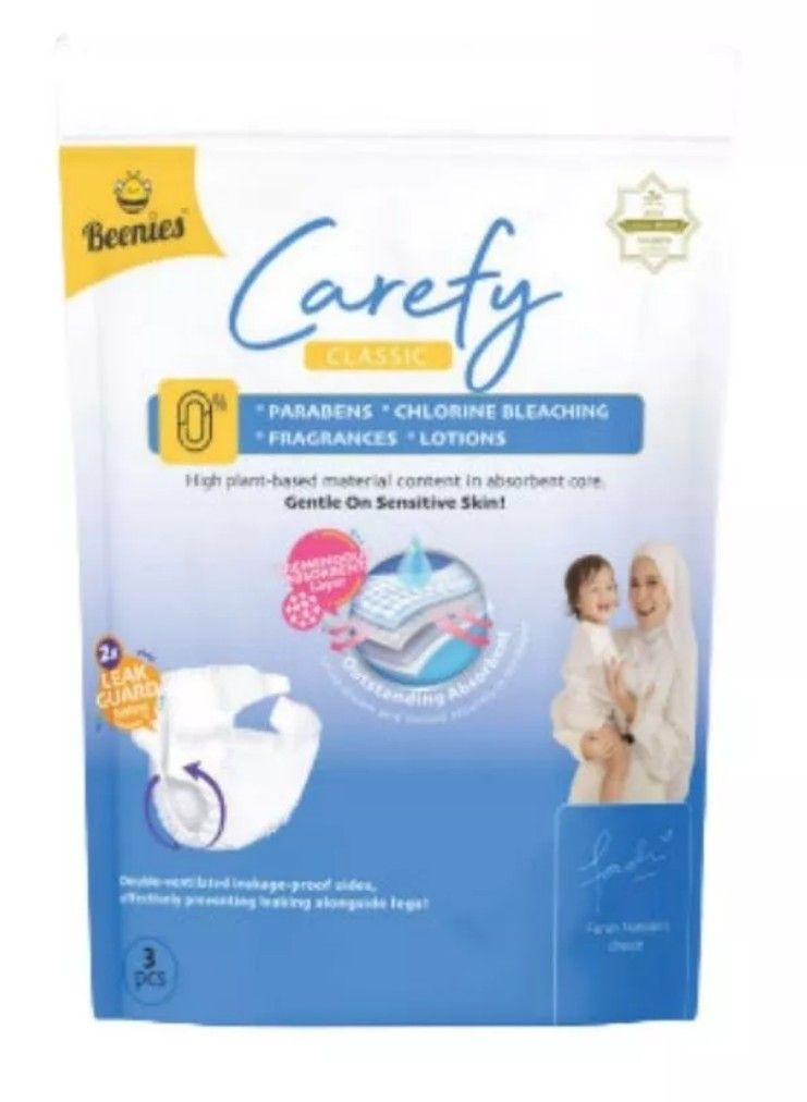 Beenies  Carefy Tape Disposable Baby Diapers Trial Pack 4in1 /3in1 -  10 pack 10pk 11131 S tape SL-11120-11123-11130-11134-KK