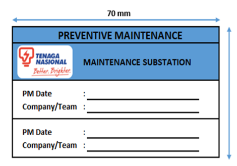 OK PRINTED LABEL / PEE LABEL / PREVENTIVE MAINTENANCE / PVC LAMINATED / 70MM X 120MM / 4 COLOUR PRINTING / STICKER / LABEL PRINTING