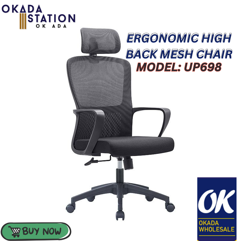 Ergonomic High Back Mesh Chair / MODEL : UP698 / Office Chair / Black Mesh