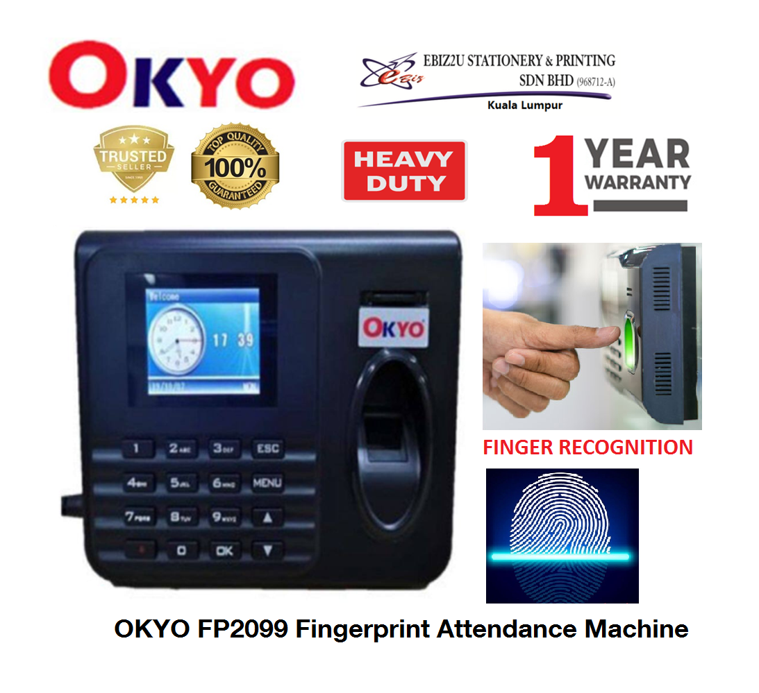 OKYO FP2099 Fingerprint Attendance Machine USB Drive Download Data English Version (mesin perakam waktu, Finger Print, punch card machine)