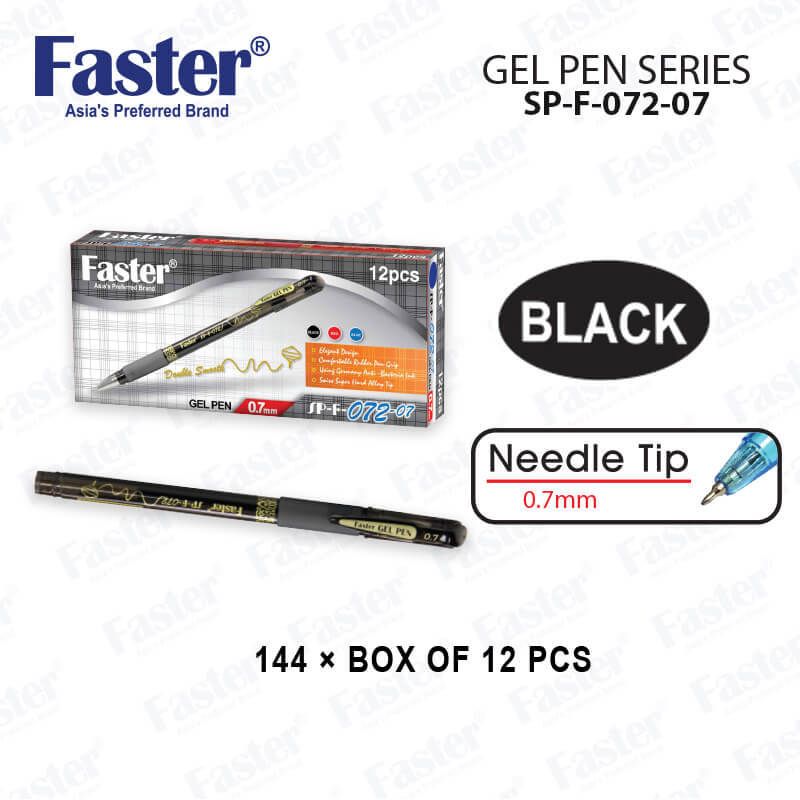 FASTER SP-F-072-07 0.7MM GEL PEN BLACK (12PCS/BOX)