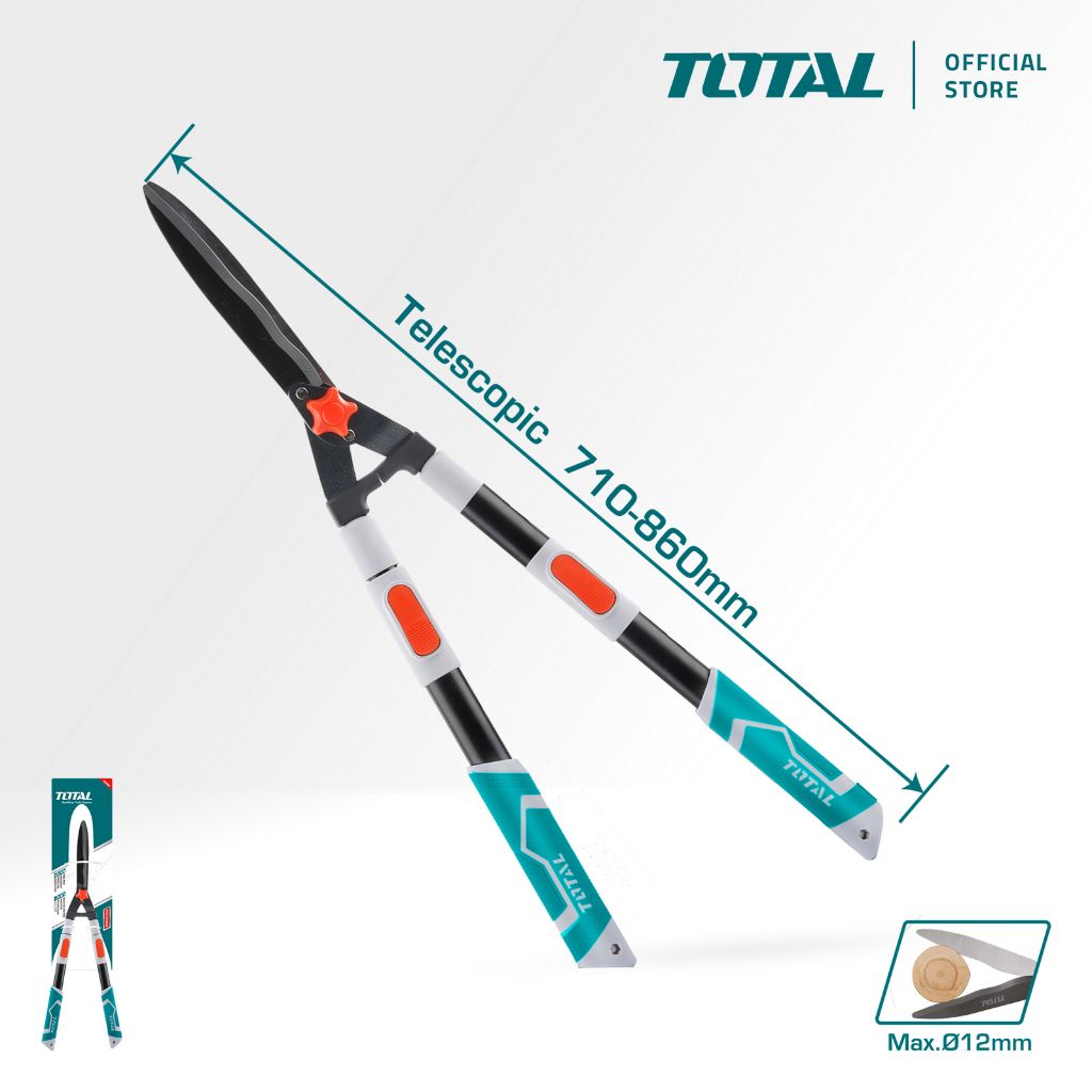 TOTAL THTS1516306 TELESCOPIC HEDGE SHEARS (MATERIAL BLADE: HEAT TREATED #55 CARBON STEEL WITH TEFLON COATING)