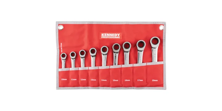 10-19mm SHORT RATCHET COMBINATIONSPANNER SET 9PC