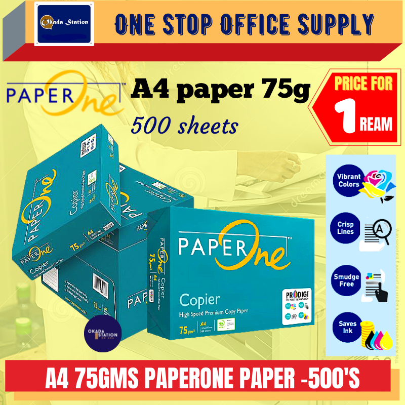 A4 75GMS PAPERONE WHITE PAPER-500'S / PAPERONE / PAPER ONE / 75GMS / PHOTOSTAT PAPER / WHITE PAPER