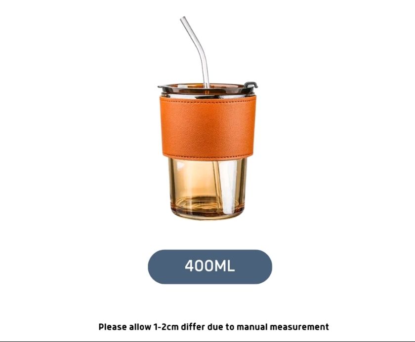 Glass Straw Cup 400ml