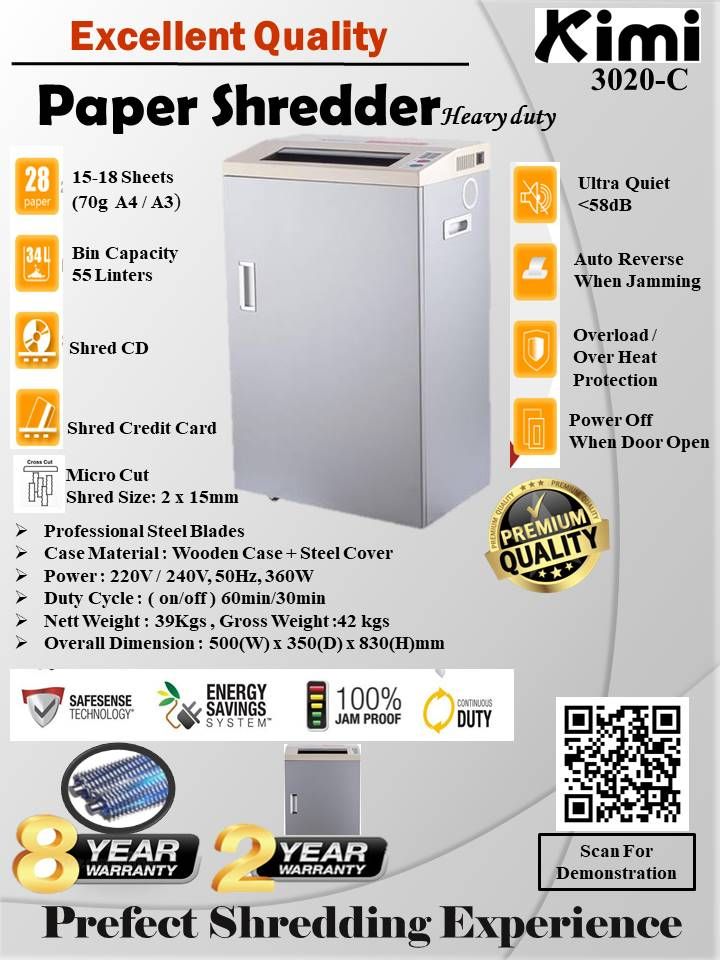 KIMI 3020-C PAPER SHREDDER (HEAVY DUTY)