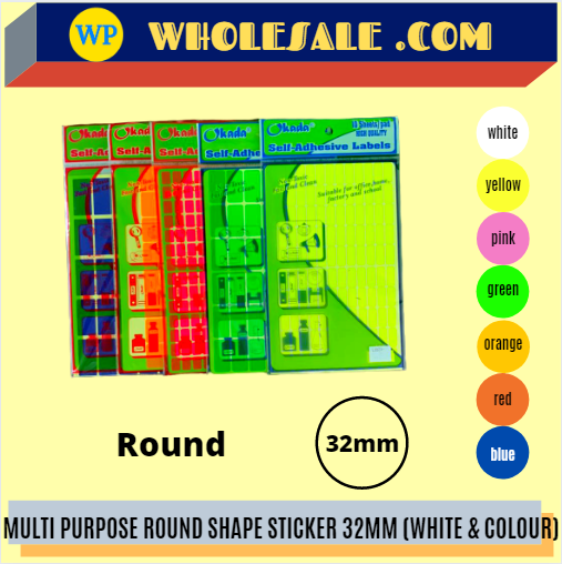LABEL / ROUND / MULTI PURPOSE / 32MM / ALL COLOUR / ROUND LABEL / STICKER LABEL / COLOUR LABEL /