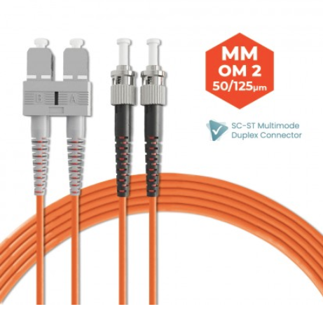 SC-ST 50/125 OM2 MULTIMODE DUPLEX FIBER OPTIC PATCH CABLE 3M 5M 10M 15M