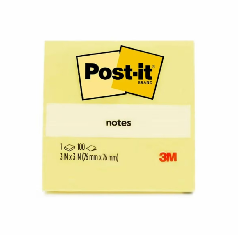 3M 654 3″ X 3″ POST-IT NOTES YELLOW (100 SHEETS) (76MM X 76MM)