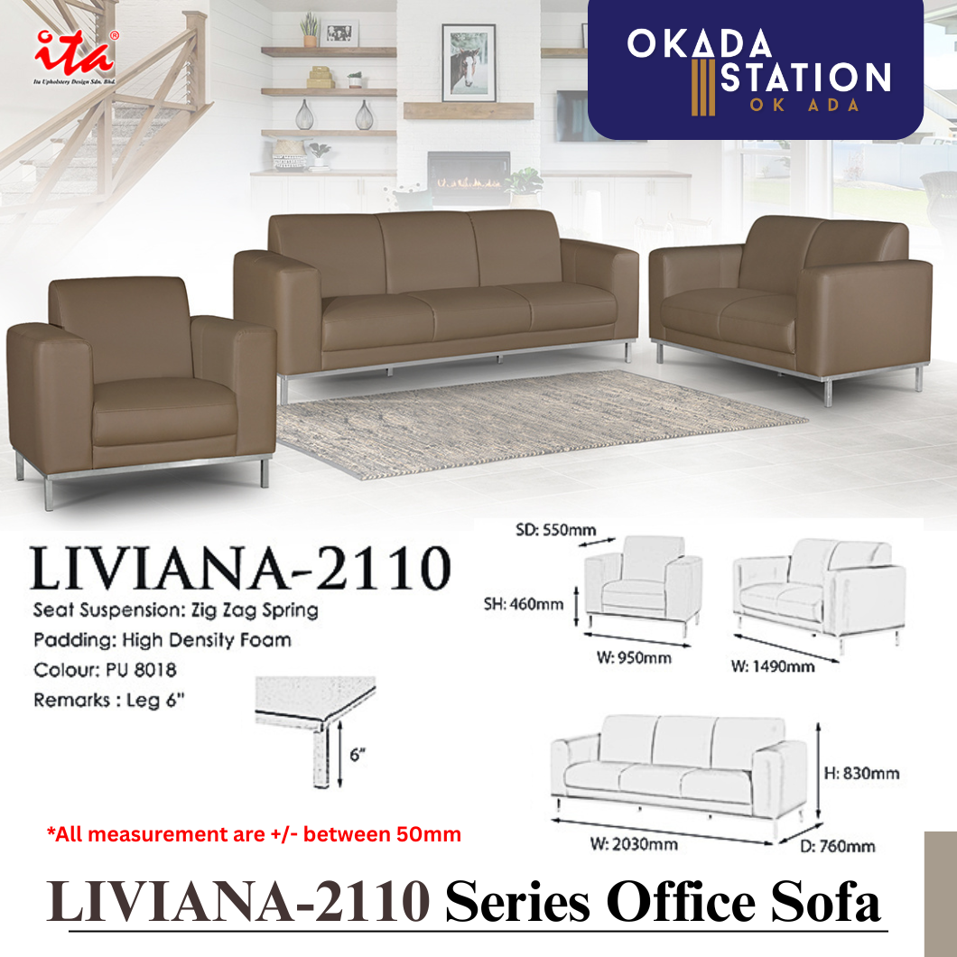 LIVIANA SERIES OFFICE SOFA - ALL SIZE / SINGLE SEATER / DOUBLE SEATER / TRIPLE SEATER / 1+2+3 SEATER SET / VISITOR SOFA / PU LEATHER / FABRIC / SOFA PELAWAT / SOFA PEJABAT / SOFA / LIVIANA-2110