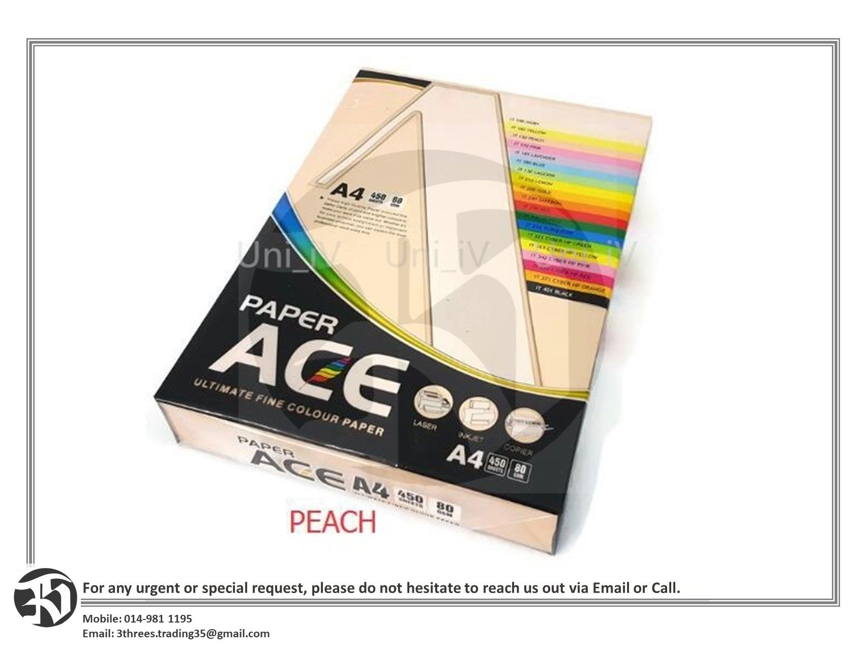 ACE A4 Colour Paper 80gsm 450 Sheets (Peach)
