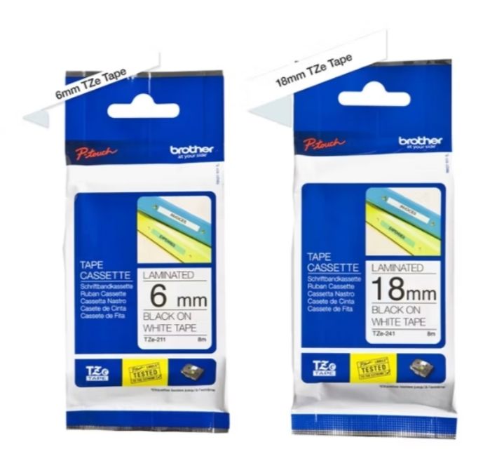 OCHA BROTHER LABELING TAPE -TZE BLACK ON WHITE 6mm - 36mm ( ORIGINAL)