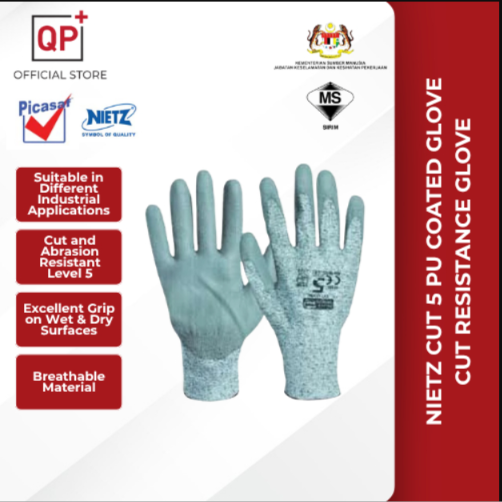 NIETZ CUT 5 PU COATED GLOVE CUT RESISTANCE GLOVE l SARUNG TANGAN l 手套-10/XL