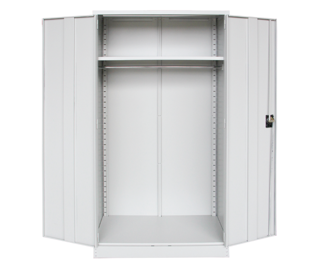 STERLING FULL HEIGHT WARDROBE WITH STEEL SWINGING DOOR C/W 1 ADJUSTABLE SHELVE AT TOP & 1 CLOTH HANGING BAR AT BOTTOM (S199)