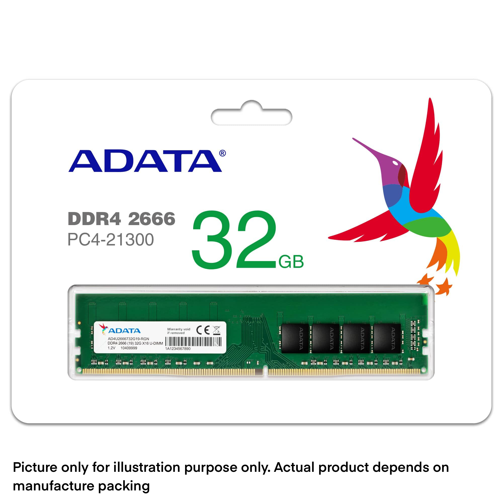 Genuine Malaysia ADATA Warranty - ADATA 4GB 8GB 16GB 32GB DDR4 2666MHz / 3200MHz COMPATIBLE MEMORY - DIMM DESKTOP PC RAM