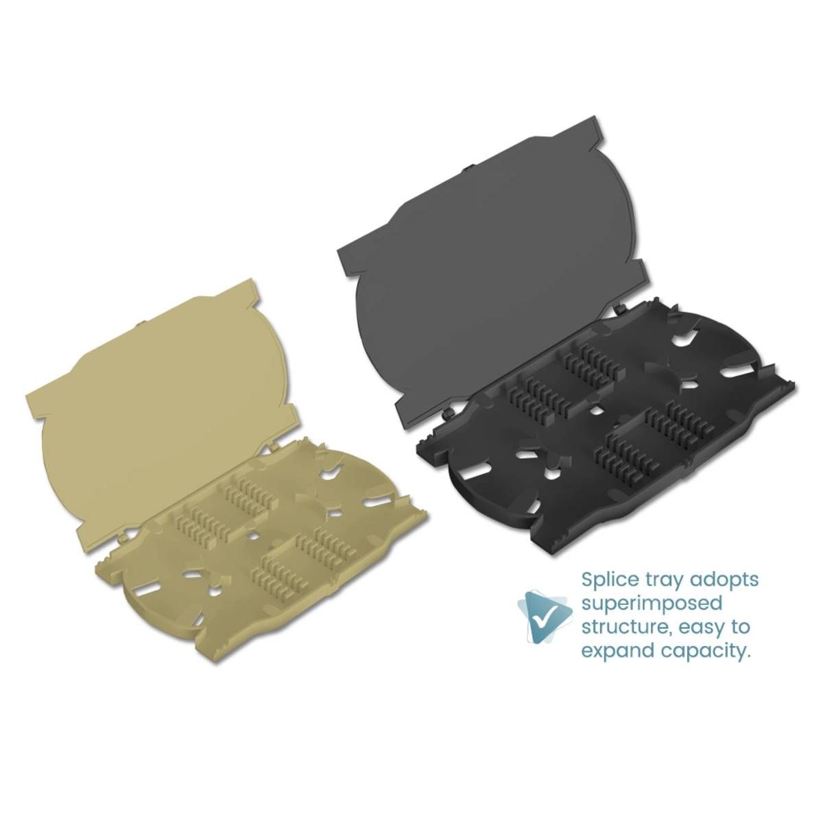 12/ 24 CORE FIBER OPTIC SPLICE TRAY WITH COVER (IVORY)