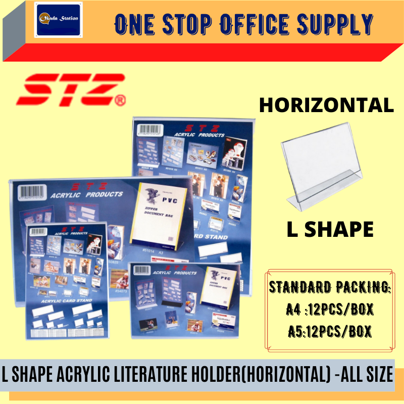 L SHAPE ACRYLIC LITERATURE HOLDER(HORIZONTAL) -ALL SIZE /STZ /Literature Holder /Information Holder /L Shape Acrylic Literature Holder /STZ Literature Holder