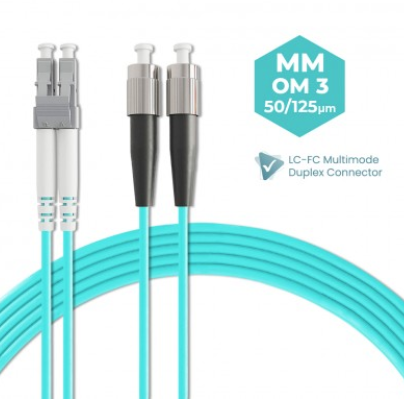 LC-FC 50/125 OM3 MULTIMODE DUPLEX FIBER OPTIC PATCH CABLE 5M 10M 15M