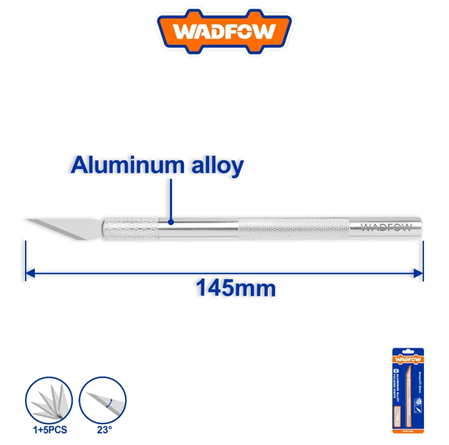 WADFOW PRECISION HOBBY KNIFE (145MM) COMES WITH 5 PCS SK5 BLADES (37.5MM X 8MM) (WSK1061)