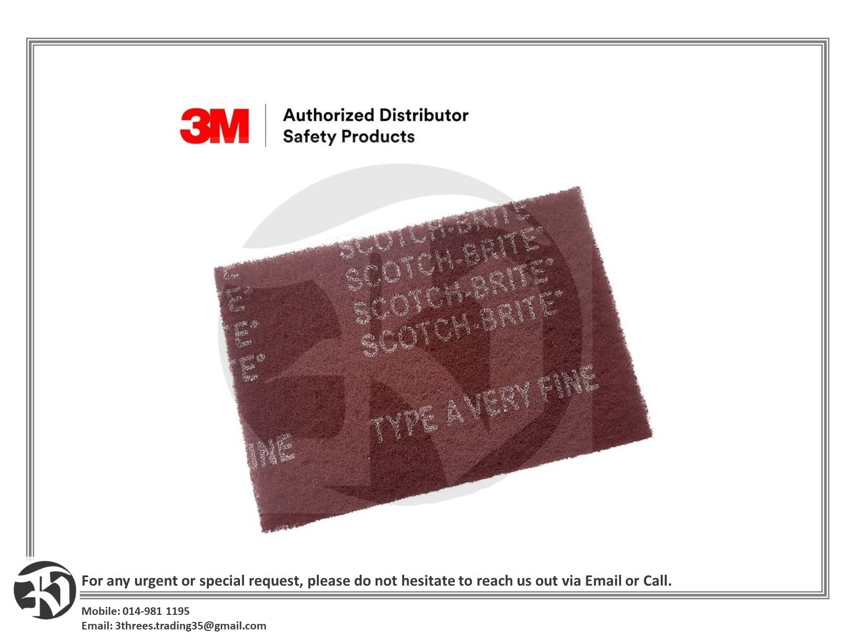 3M Scotch-Brite Handpad Industrial For Cleaning Maroon