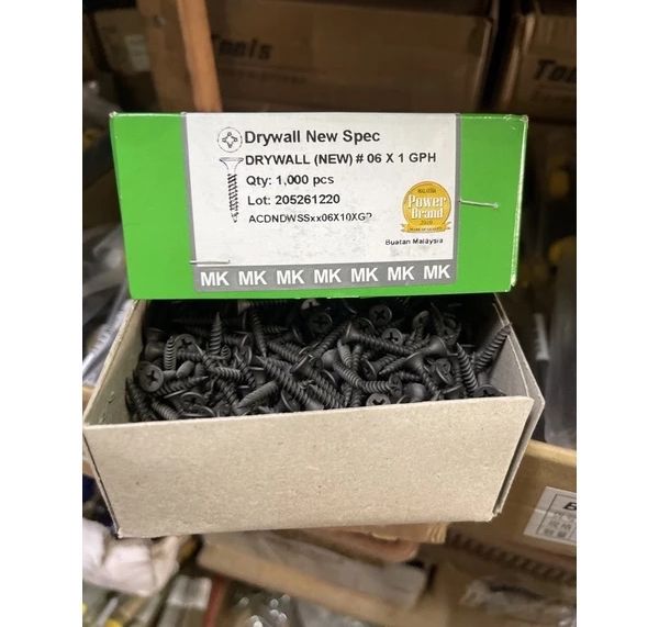 6 X 1" BLACK DRYWALL SCREW GPH (1000PCS) WOOD SCREW WALL PLUG CHIPBOARD SCREW
