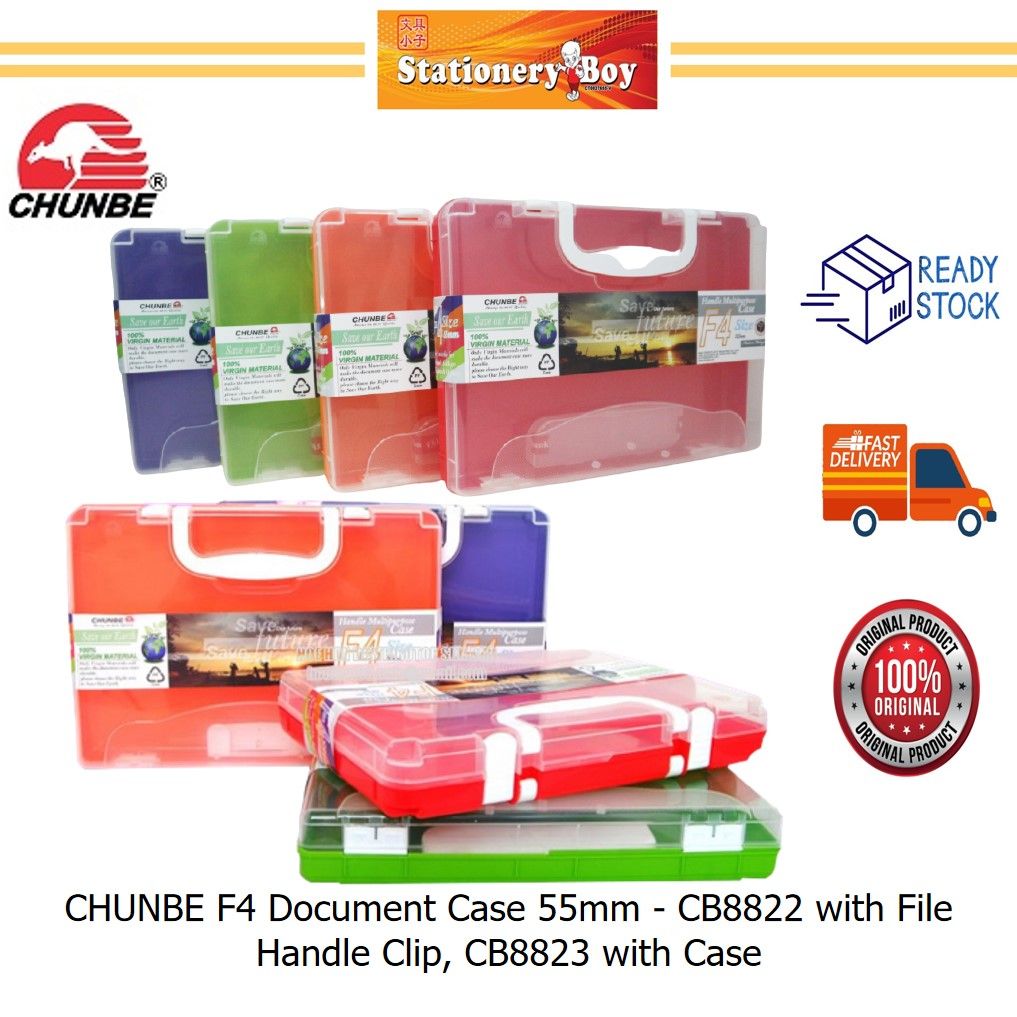CHUNBE F4 Document Case 55mm / Bekas Penyimpan Dokumen - CB8822 with File Handle Clip, CB8823 with Pencil Case