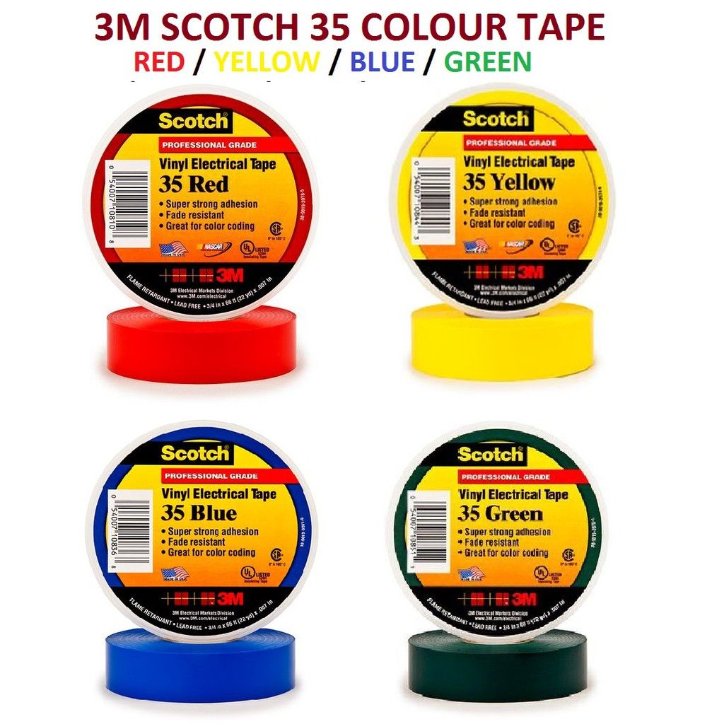 3M 35 SCOTCH VINYL ELECTRICAL TAPE 19MM X 20M GREEN