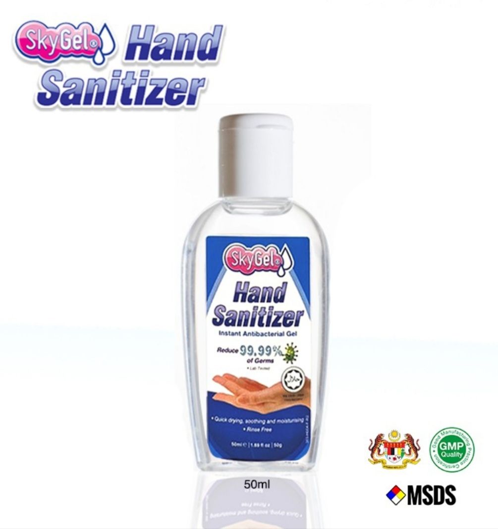 Hand sanitizer sky gel, instant anti bacterial gel 50ml (KKM approve)