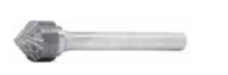 Temo General Series Carbide Burr - 6mm Shank K1910 Double Cut TiN Coated Conical 90掳