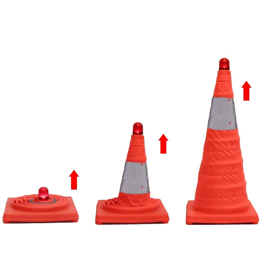 Portable Safety Cone Flexible Collapsible Multi Purpose Pop Up Safety Cone with Light