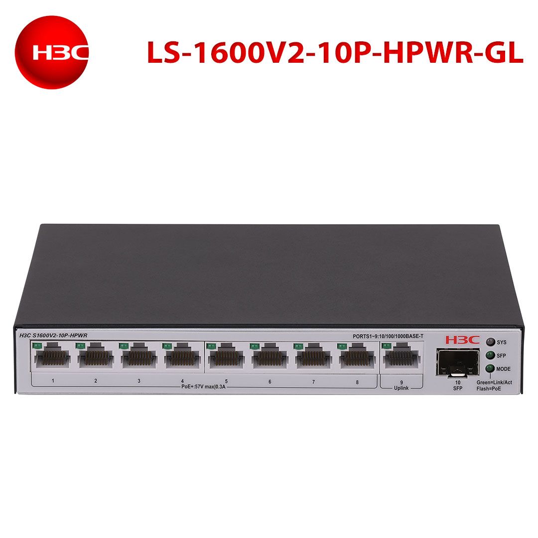 H3C Layer 2 Cloud Smart Managed Switch LS-1600V2-10P-HPWR-GL