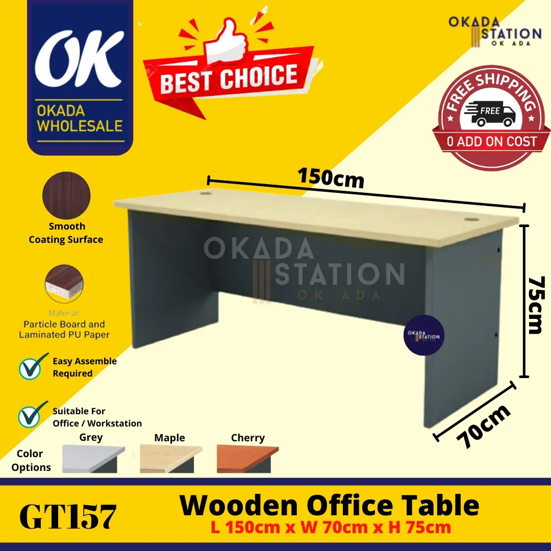 OKADA GT157 Office Table -5' (1500mm) / Meja Belajar / OFFICE TABLE / Meja Study / Office Desk / Meja Kayu / G Series