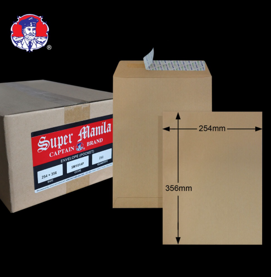 10"X14" SUPER MANILA 110GM P&S POCKET ENVELOPE (250'S X 4 BOXES)