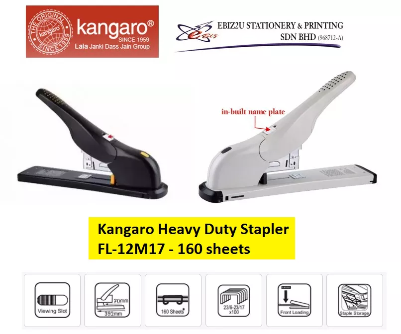 Kangaro Heavy Duty Stapler FL-12M17 - 160 sheets (alat pengokot, kawat, stapler paper, Heavy Duty Stapler, Heavy Duty Staplers, Kangaro Stapler)