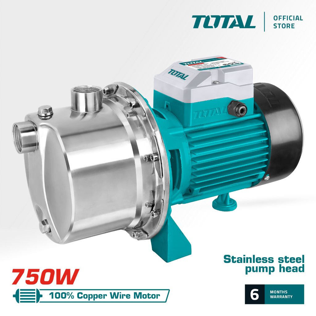 TOTAL WATER PUMP STAINLESS STEEL SELF-PRIMING JET WITH COPPER WIRE MOTOR (MAX HEAD 40M/750W/1.0HP) TWPS375062