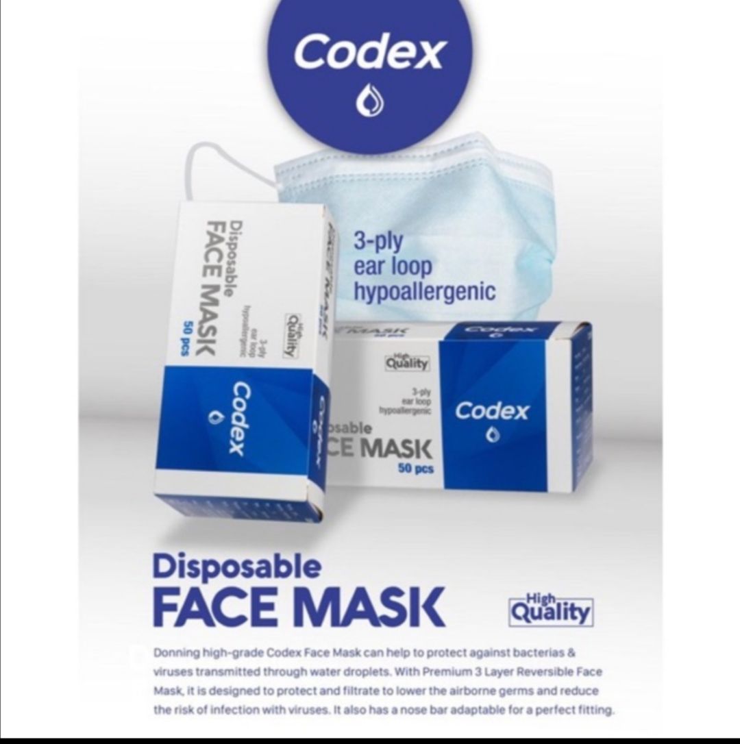 Codex Face mask adult Codex 3ply 50pcs