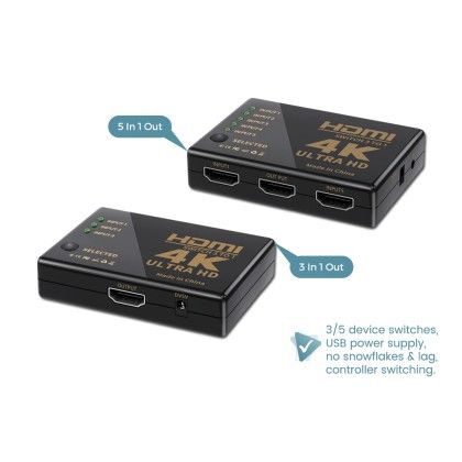 3/5 IN 1 OUTPUT HDMI KVM SWITCH 4K ULTRA HIGH DEFINITION WITH REMOTE CONTROL