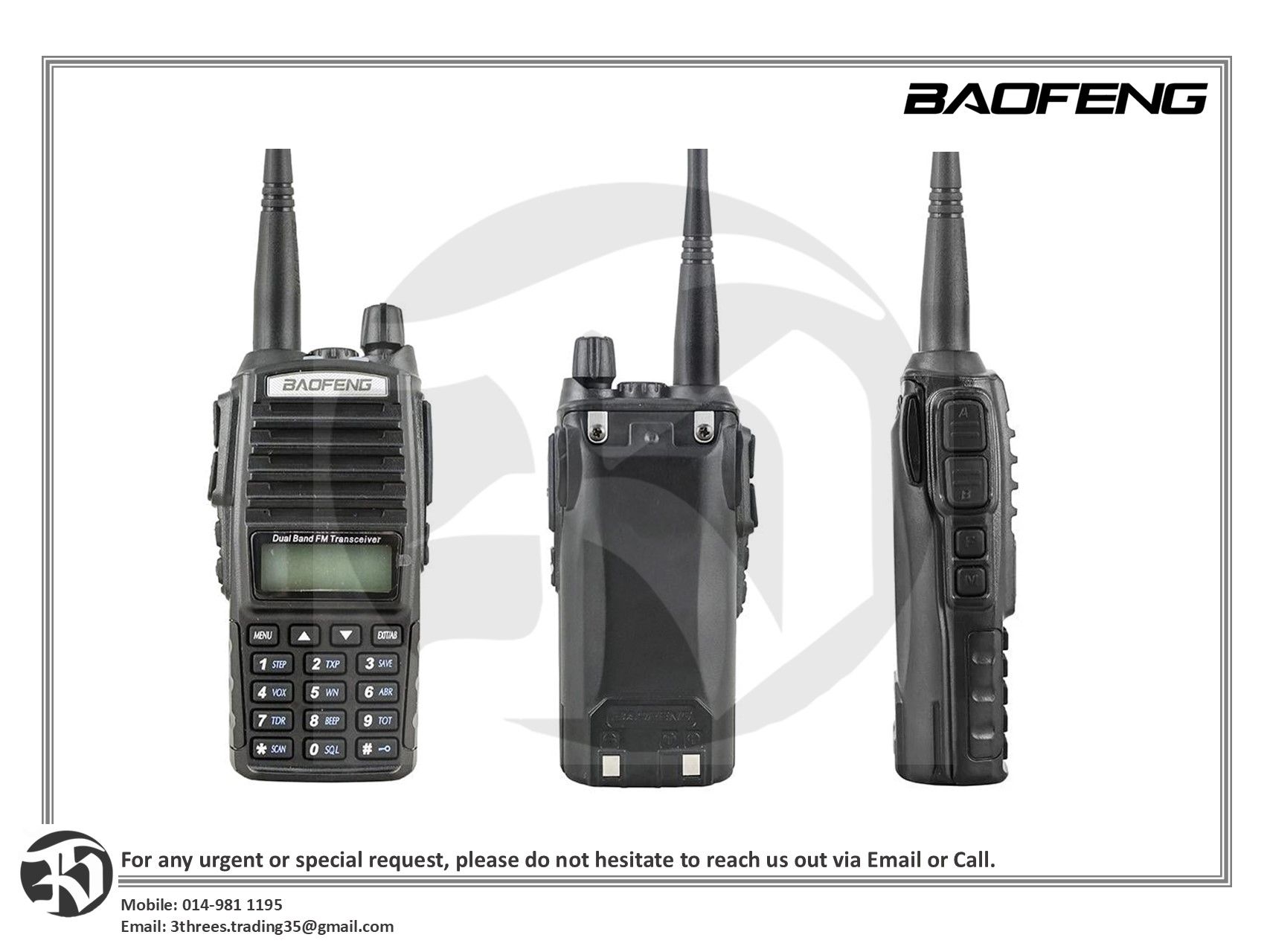 Baofeng UV-82 5W Walkie Talkie VHF/UHF Dual Band