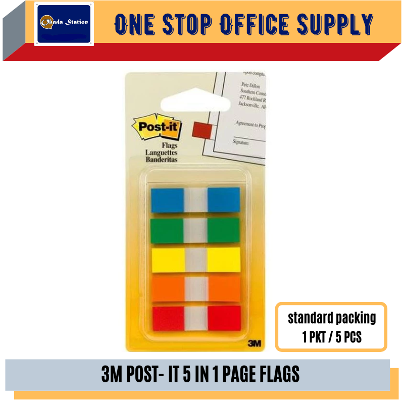 3M 683-5CF POST-IT FLAG - 0.47" X 1.7"/ 5 COLOUR STRIP / STICKY NOTE / COLOUR FILM / STICKY FLAG