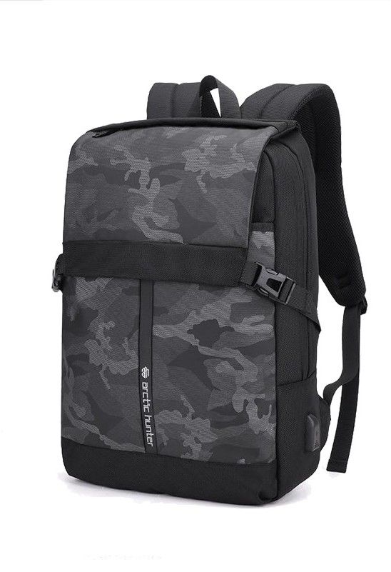 Arctic Hunter i-Army Multiple Compartment Slim Easy Carry Laptop Backpack (15.6")-black
