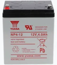 Yuasa 12V NP4-12 Faston 4.8mm Sealed Lead Acid Battery, 4Ah