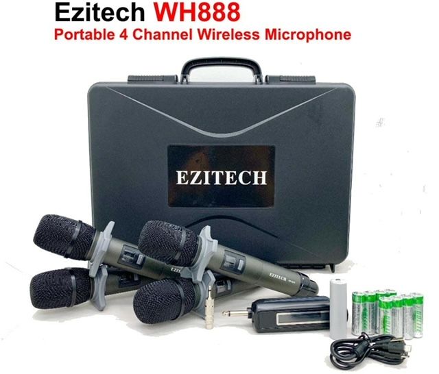 Ezitech WH888 Microphone Wireless Portable 4 Channel Ezitech WH888