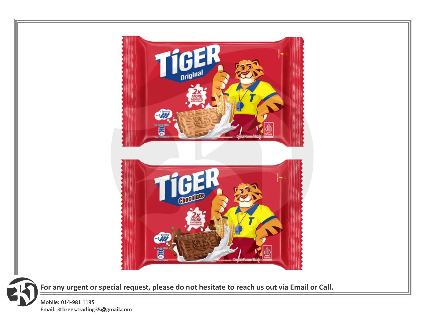Tiger Biscuit Original/Chocolate Mid Pack (144.4g)